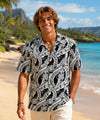 Short Sleeve Cotton Poplin Honu Aloha Shirt Black