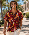 Short Sleeves Lava Flow Men's Aloha Shirt Burgundy