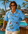 Hawaiian Islands Boyager Men's Aloha Shirt Navy