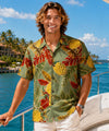 Retro Rayon Pineapples Men's Hawaiian Shirt Olive