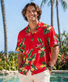 Birds of Paradise Rayon Men's Hawaiian Shirt Red Men's Rayon Shirts