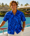 Short Sleeves Cotton poplin Pineapple Aloha Shirt Navy