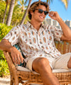 Short Sleeves Cotton Hawaiian Aloha Shirt Beige