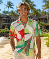 Island Day Folded Collar Hawaiian Rayon Shirt Red