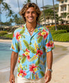 Short Sleeves Sonic Hibiscus Rayon Aloha Shirt Blue Atoll