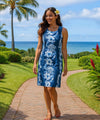 Hibiscus Aloha Panel Short Tank Dress Navy Blue