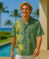 Side Border Cotton Men's Aloha Shirt Sage