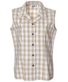 Sleeveless Women Khaki Palaka Hawaiian Shirt Women Shirts