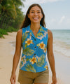 Ocean Blue Tank Top Women Hawaiian Blouse Ocean Blue