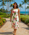 Haiku Aloha Midi Length Sleeveless Hawaiian Dress Cream