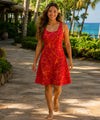 Sleeveless Style Short Rayon Hawaiian Dress Burgundy
