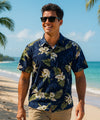 Makani Island Tropical Orchids Hawaiian Shirt Navy