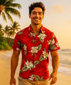 Makani Island Tropical Orchids Hawaiian Shirt Red