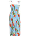 Monstera Blue Smock Hawaiian Dress Smocked Tube Top Dress
