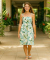 Rayon Plumeria Mailee Smock Tube Top Hawaiian Dress Light Blue