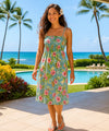 Waimea Hibiscus Smock Top Short Hawaiian Dress Slate