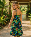 Parrots Smock Tube Top Black Short Hawaiian Dress