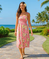 Malana Rayon Smock Tub Top Hawaiian Dress Pink One Size Fits Most XS-XL