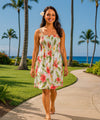Iliwai Orchid Smock Top Hawaiian Dress Beige One Size Fits Most XS-XL