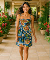 Hawaiian Polynesian Short Smocked Tube Top Women Dress Navy