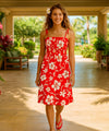 Kaneohe Smocked Tube Top Hawaiian Dress Red