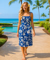 Kaneohe Smocked Tube Top Hawaiian Dress Royal Navy