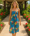 Lihue Smock Top Short Hawaii Rayon Dress Sky Blue