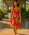 Birds of Paradise Smock Hawaiian Dress Red Short Smocked Tube Top Dress RJC