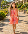 Soft Rayon Girls Hawaiian Dress Coral