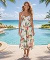 Ahonui Spaghetti Mid-Length Hawaiian Dress