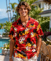 Sunset Hibiscus Men's Cotton Aloha Shirt Red