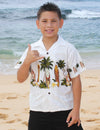 Surfing Cotton Boy's Aloha Shirt White