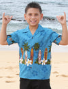 Surfing Cotton Boy's Aloha Shirt Royal Blue