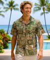 Honu Tapa Cotton Hawaiian Shirt Sea Green