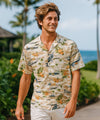 Classic Aloha Military Hawaiian Cotton Rayon Shirt Khaki