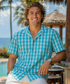 Teal Short Sleeves Men's Palaka Hawaiian Shirt Teal Men's Palaka Shirts