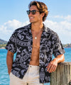 Tribal Polynesian Cotton Hawaiian Shirt Black