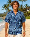 Tribal Tapa Short Sleeves Aloha Shirt Navy