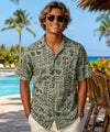 Tribal Tapa Cotton Poplin Hawaiian ShirtGreen