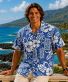 Tribal Hibiscus Hawaiian Shirts Navy