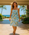 Plumeria Rayon Smocked Hawaiian Dress Light Sky Blue One Size Fits Most XS-XL