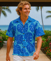 Kupulau Cotton Poplin Resort Aloha Shirt Sky Blue