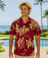 Pineapples Men's Hawaiian Shirt Burgundy