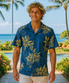Pineapples Men's Hawaiian Shirt Ocean Blue