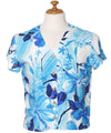 V-Neck Rayon Cap Sleeves Ladies Blouse