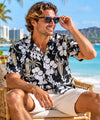 Cotton Vintage Surfboards Men's Aloha Shirt Black
