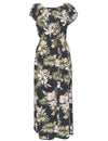 Wailua Orchids Off Shoulder Ankle Length Hawaiian Dress
