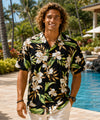 Wailuku Orchids Short Sleeves Aloha Shirt Black
