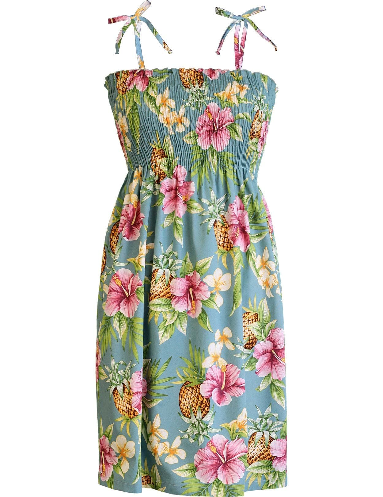 Waimea Hibiscus Smock Top Short Hawaiian Dress