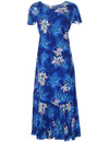 Wainapanapa Orchid Maxi Hawaiian Dress w/Cap Sleeves